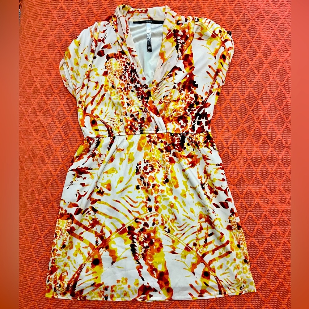 Surplice Mini Dress with Fiery Print